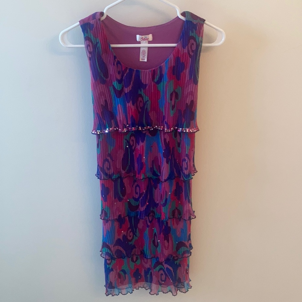 Justice Girls Purple, Blue & Teal Tiered Ruffle Dress